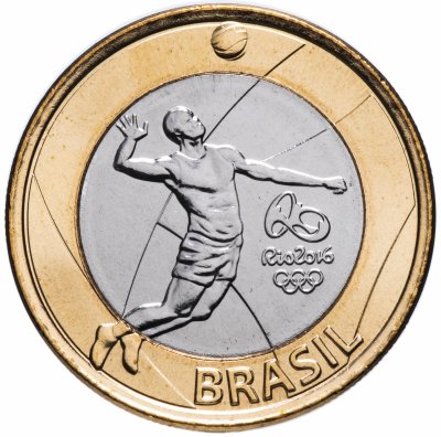 купить Бразилия 1 real (реал) 2015 "XXXI летние Олимпийские Игры, Рио-де-Жанейро 2016 volleyball (волейбол)"