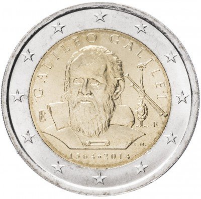купить Италия 2 евро (euro) 2014 "450 лет со дня рождения Галилео Галилея"