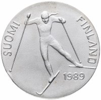 Купить Финляндия 100 марок 1989 "Чемпионат мира по лыжному спорту в Лахти"