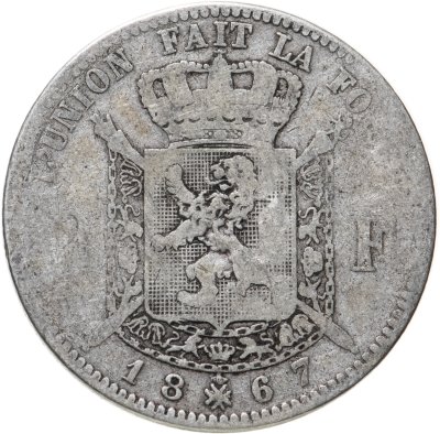 купить Бельгия 2 франка (francs) 1867