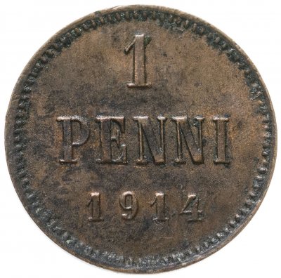 купить 1 пенни 1914, монета для Финляндии