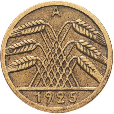 купить Германия 5 рейхспфеннигов (reichspfennig) 1925 A знак монетного двора "A" — Берлин