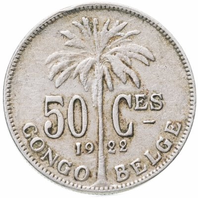 купить Бельгийское Конго 50 сантимов (centimes) 1922 Надпись на французском - 'ALBERT ROI DES BELGES'