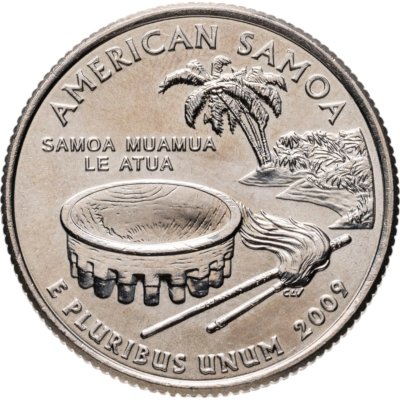 купить США 25 центов (квотер, 1/4 доллара, quarter dollar) 2009 D Квотер Американского Самоа знак монетного двора: "D" - Денвер