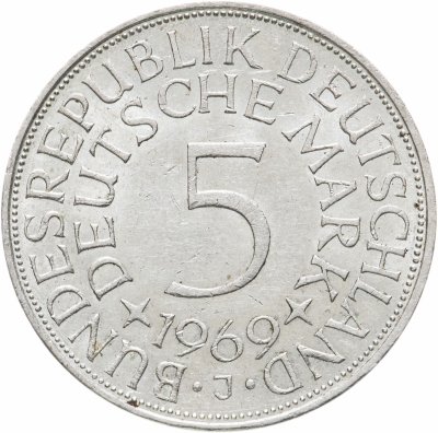 купить Германия 5 марок, 1969 Отметка монетного двора: "J" - Гамбург