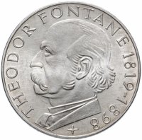 купить Германия 5 марок 1969 "150 лет со дня рождения Теодора Фонтане"