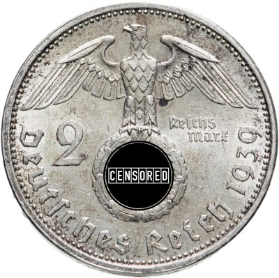 купить Германия (Третий Рейх) 2 рейхсмарки 1939, знак монетного двора "А" - Берлин