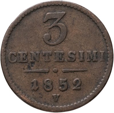 купить Ломбардия-Венеция 3 чентезимо 1852