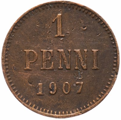 купить 1 пенни (penny) 1907 монета для Финляндии