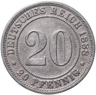 купить Германия 20 пфеннигов (pfennig) "Е" 1888