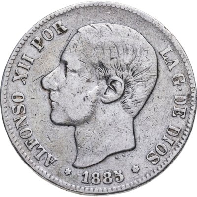 купить Испания 5 песет (pesetas) 1885