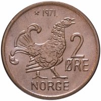 Купить Норвегия 2 эре (ore) 1971 "Глухарь"