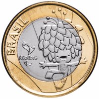 Купить Бразилия 1 real (реал) 2016 "XV летние Паралимпийские Игры в Рио-де-Жанейро 2016 mascot Tom (талисман Том)"