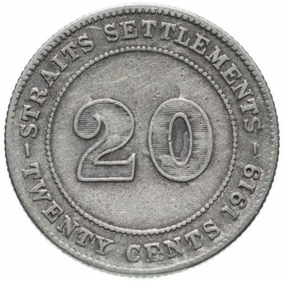 купить Стрейтс Сетлментс 20 центов (cents) 1919