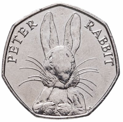 купить Великобритания 50 пенсов (pence) 2016 "150 лет со дня рождения Беатрис Поттер, Кролик Питер"