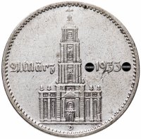 купить Фашистская Германия 2 рейхсмарки 1934 D "Потсдамская церковь" с датой на реверсе