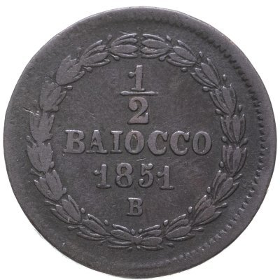 купить Папская область 1/2 байокко 1851
