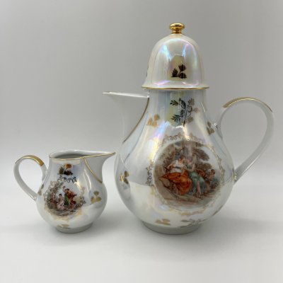 купить Кофейник и сливочник "Мадонна", фарфор, люстр, деколь, золочение, Kahla, ГДР, 1968-1987 гг.