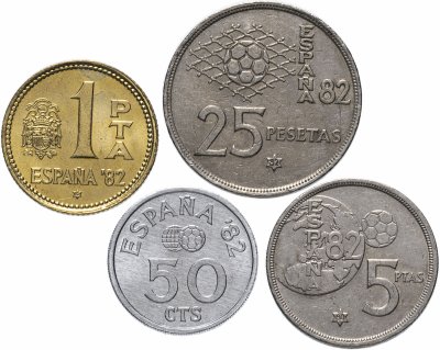 купить Испания набор монет 1980-1982 (4 штуки) Чемпионат мира по футболу 1982