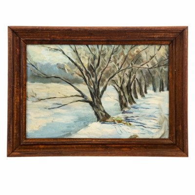 купить Картина "Мартовский день" в раме, картон, масло, художник Платонов С.А., Россия, 1994 г.