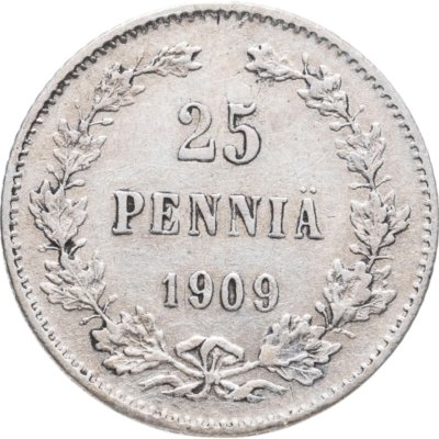 купить 25 пенни 1909 L, монета для Финляндии