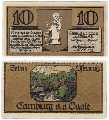 купить Германия (Тюрингия: Камбург) 10 пфеннигов 1921 (217.1/B1)