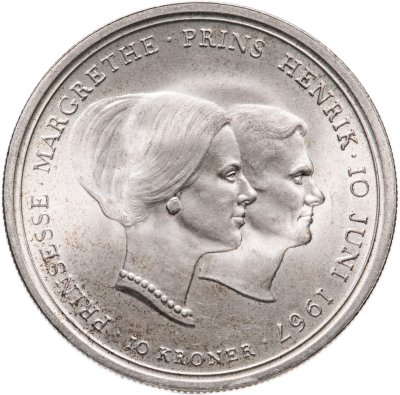 купить Дания 10 крон (kroner) 1967 свадьба принцессы Маргрете