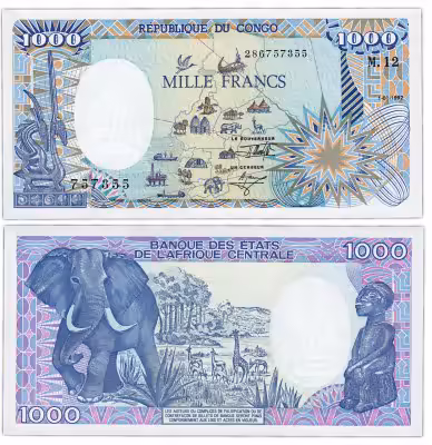 купить Конго 1000 франков 1992