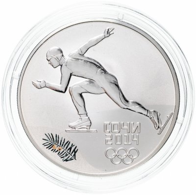 купить 3 рубля 2014 СПМД Proof "XXII Зимняя Олимпиада в Сочи - Конькобежный спорт"