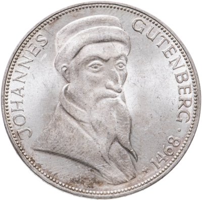 купить Германия 5 марок (deutsche mark) 1968 500 лет со дня смерти Иоганна Гутенберга