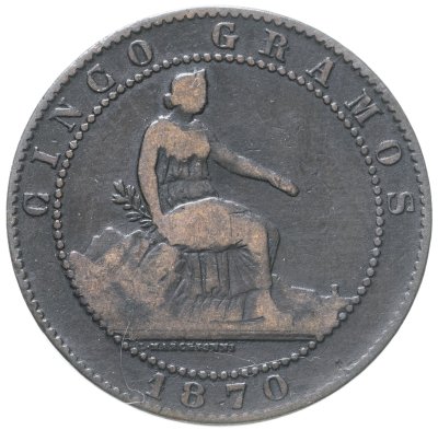 купить Испания 5 сентимо (centimos) 1870