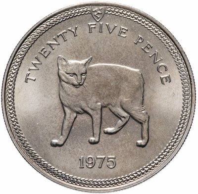 купить Остров Мэн 25 пенсов (pence) 1975 "Мэнкс (мэнская бесхвостая кошка)"