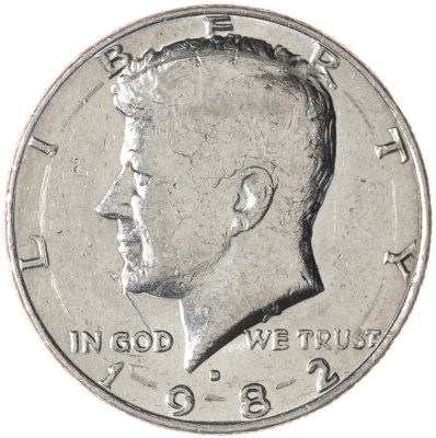купить США 50 центов (1/2 доллара, half dollar) 1982 D Kennedy Half Dollar (Кеннеди) знак монетного двора "D" - Денвер