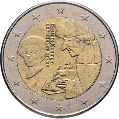 купить Нидерланды 2 евро (euro) 2011 500 лет со дня издания книги «Похвала Глупости» Эразма Роттердамского