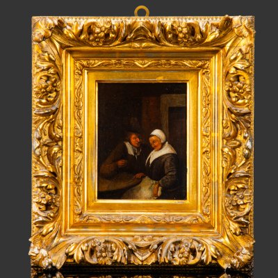 купить Картина "Предложение" (название условное) в жанре старых мастеров, неизвестный художник, дерево, масло, Западная Европа, 1880-1900 гг.