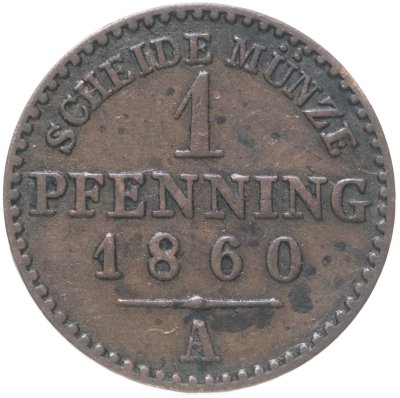 купить Германия, Пруссия 1 пфенниг 1860