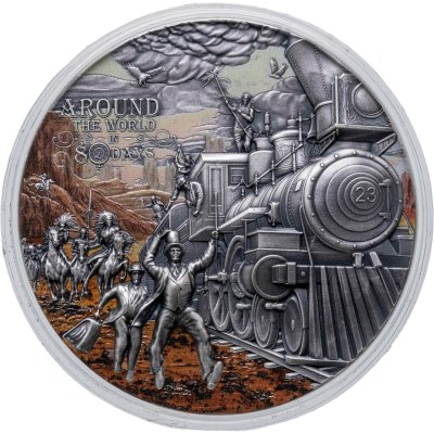 купить Ниуэ 5 долларов 2023 "Вокруг света за 80 дней. Путешествие на Поезде" в футляре с сертификатом