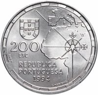 купить Португалия 200 эскудо (escudos) 1994 "500 лет с момента разделения зон влияния между Португалией и Испанией"
