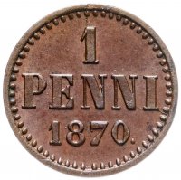 купить 1 пенни (penni) 1870, монета для Финляндии
