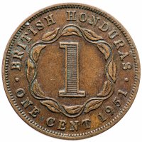 Купить Британский Гондурас 1 цент (cent) 1951