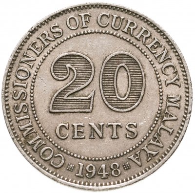 купить Малайя 20 центов (cents) 1948 Георг VI