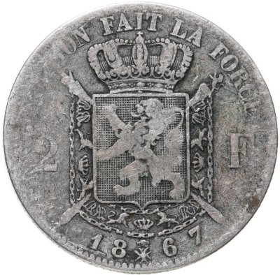 купить Бельгия 2 франка (francs) 1867