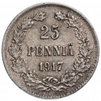 Купить 25 пенни (pennia) 1917 S гербовый орел с коронами