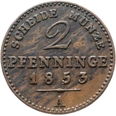 купить Германия, Пруссия 2 пфеннига 1853