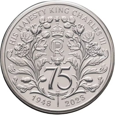 купить Великобритания 5 фунтов (pounds) 2023 "75 лет со дня рождения Его Величества Короля Карла III" в буклете