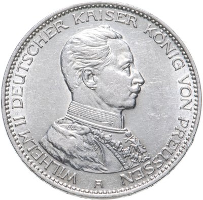 купить Германская Империя Пруссия 3 марки (mark) Вильгельм II 1914 A