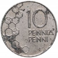 Купить Финляндия 10 пенни (pennia) 1990-2001, случайная дата