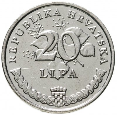 купить Хорватия 20 лип (lipa) 1994-2020 надпись на латинском, случайная дата