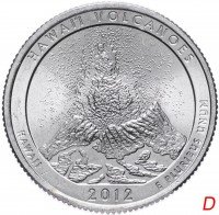 купить США 1/4 доллара (25 центов, квотер) 2012 D — "Гавайский национальный парк вулканов" (14-й парк)