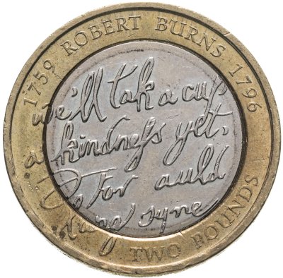 купить Великобритания 2 фунта (pounds) 2009 "250 лет со дня рождения Роберта Бёрнса"